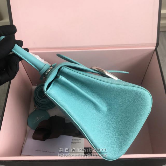 DELVAUX女包 2019春夏最新色 專櫃原廠皮 德爾沃女手提包 DV0020松石藍 小號 Delvaux單肩斜挎包  fcs1163